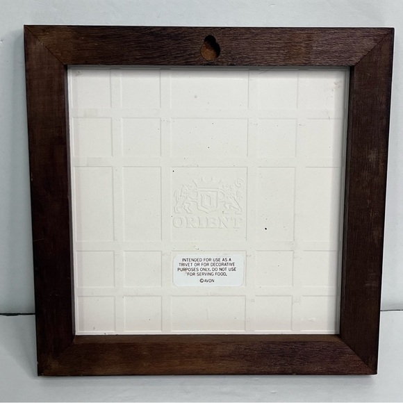 vintage avon mimi vang olsen ceramic tile framed cat art  orange tabby trivet - Picture 2 of 5